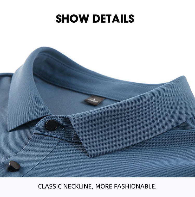 Herren Sommer Nahtloses T-Shirt Aus Eisseide Einfarbig Kurzarm Lässiges Stretch-Poloshirt | Y678 