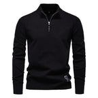 Herren-Pullover aus Baumwolle mit Viertelreißverschluss – Poloshirt aus einfarbigem Strick mit Stehkragen | ZSW-03 
