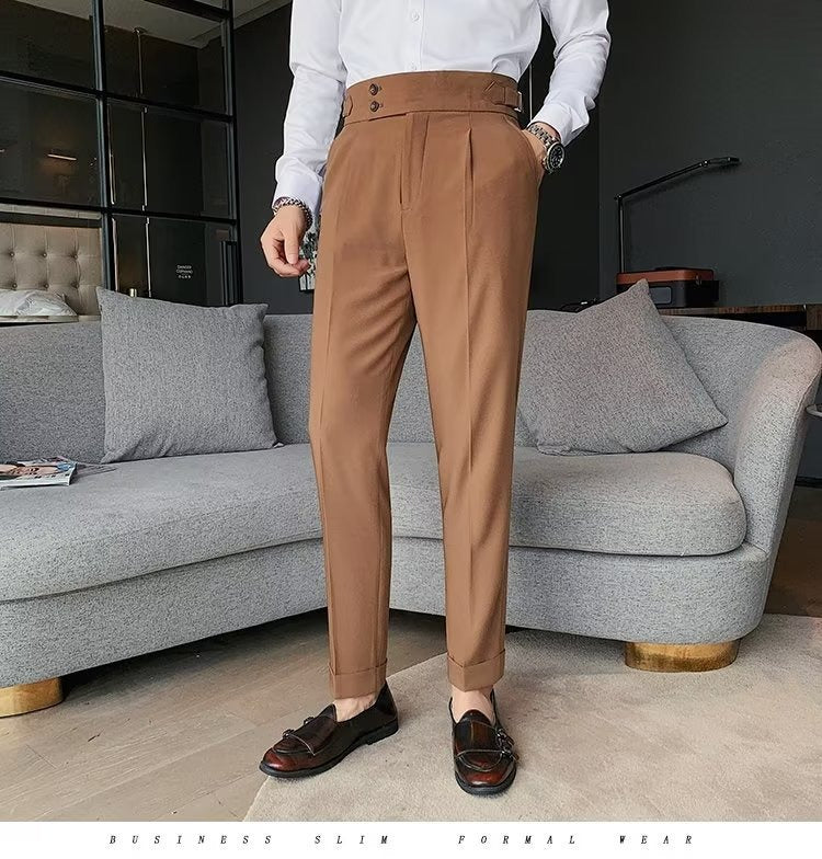 Stilvolle Business-Anzughose mit Plissee, trendige Mode, hohe Taille, lässig, schmale Passform, Vintage-Bleistifthose, Büro-Anzughose | F01 