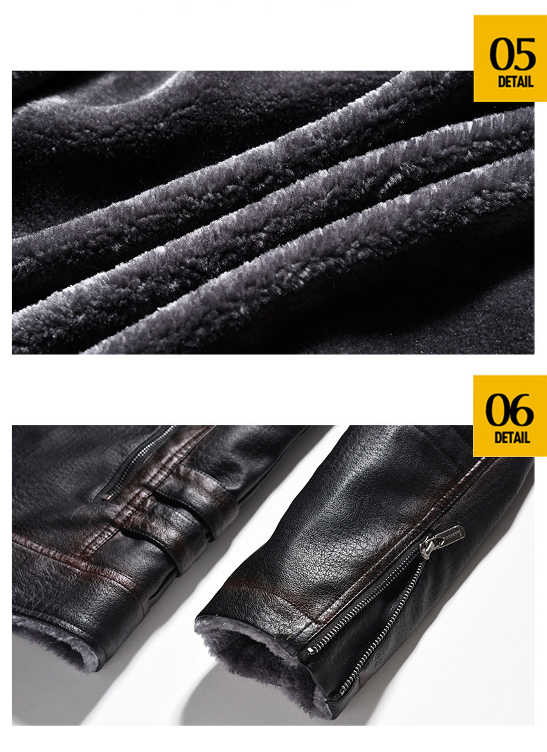 Winterlederjacke aus Europa und den USA, verdicktes Kunstpelz, Plüsch, Wärme, Retro-Simulation, Lederstrukturjacke | KH-209 