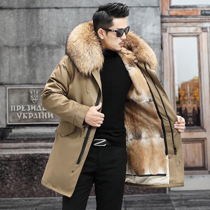Snow Lotus Men's Mink Fur Parka | 2025 Winter Detachable Mink Lining Long Coat | Luxury Slim-Fit Fur-Trimmed Jacket | 215