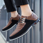 Herren-Derby-Schuhe im britischen Stil mit Karomuster, rutschfeste Leder-Loafer, Mokassins, Hochzeitsschuhe |