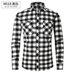 Herren Slim Wear Plaid Premium Langarm Doppeltasche Flanell Außenhandelshemd | M501 