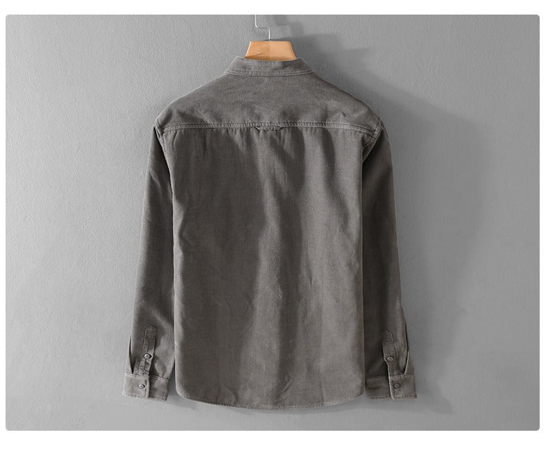 Winter Verdicktes Casual Vintage Stehkragen Cord Langarmhemd Samt Dicke Warme Oberteile | 9433 