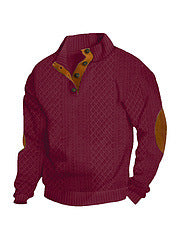 Men's Stand Collar Jacquard Knit Sweater Lightweight Long Sleeve Casual Pullover for Spring & Autumn | DF-4