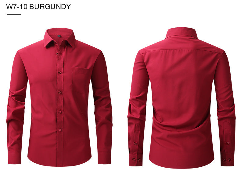 Herren Elastizität Formelles Hemd Langarm Hochzeit Slim Fit Bügelfreie Hemden Top | W7 