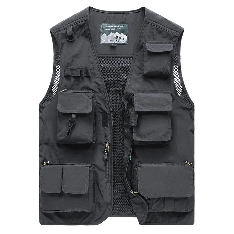 Herren Multi Taschen Cargo Weste Angeln Pullover Für Klettern Camping Wandern Sommer Weste Top 