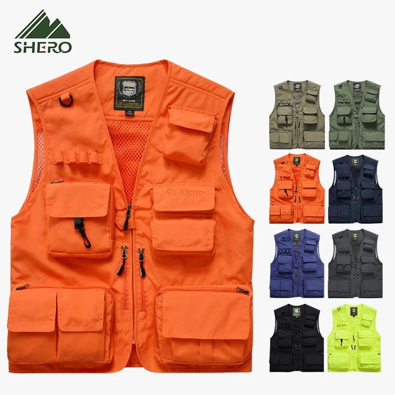 Herren Multi Taschen Cargo Weste Angeln Pullover Für Klettern Camping Wandern Sommer Weste Top 