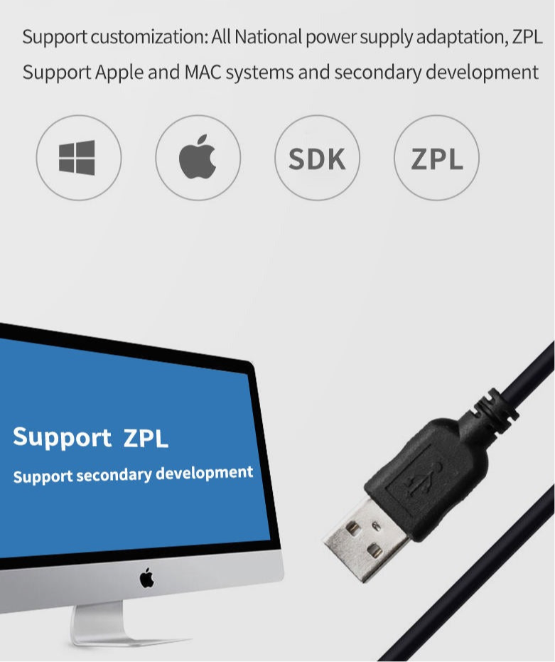 Thermo-Etikettendrucker, kabelloser Versandetikettendrucker, Royal Mail, UPS, DHL, Evri usw., mobiler Etikettendrucker, USB- und Bluetooth-Support-Drucker 