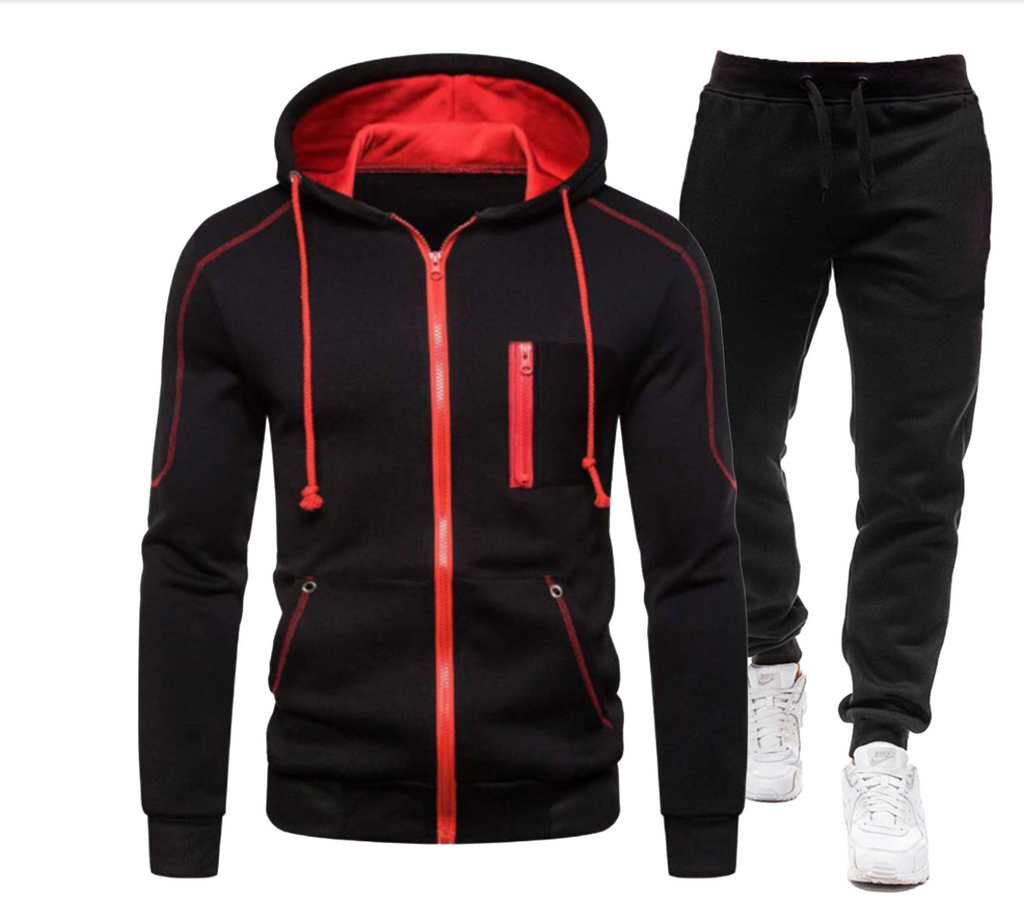 Herren Winter Reißverschluss Hoodie 2 Stück Casual Trainingsanzug Sportswear | 065 