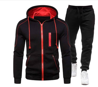 Men's Winter Zipper Hoodie 2 Pieces Casual Tracksuit Sportswear | 065