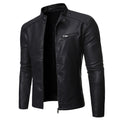 Winter Herren Motorrad Lederjacke Stehkragen Ledermantel 