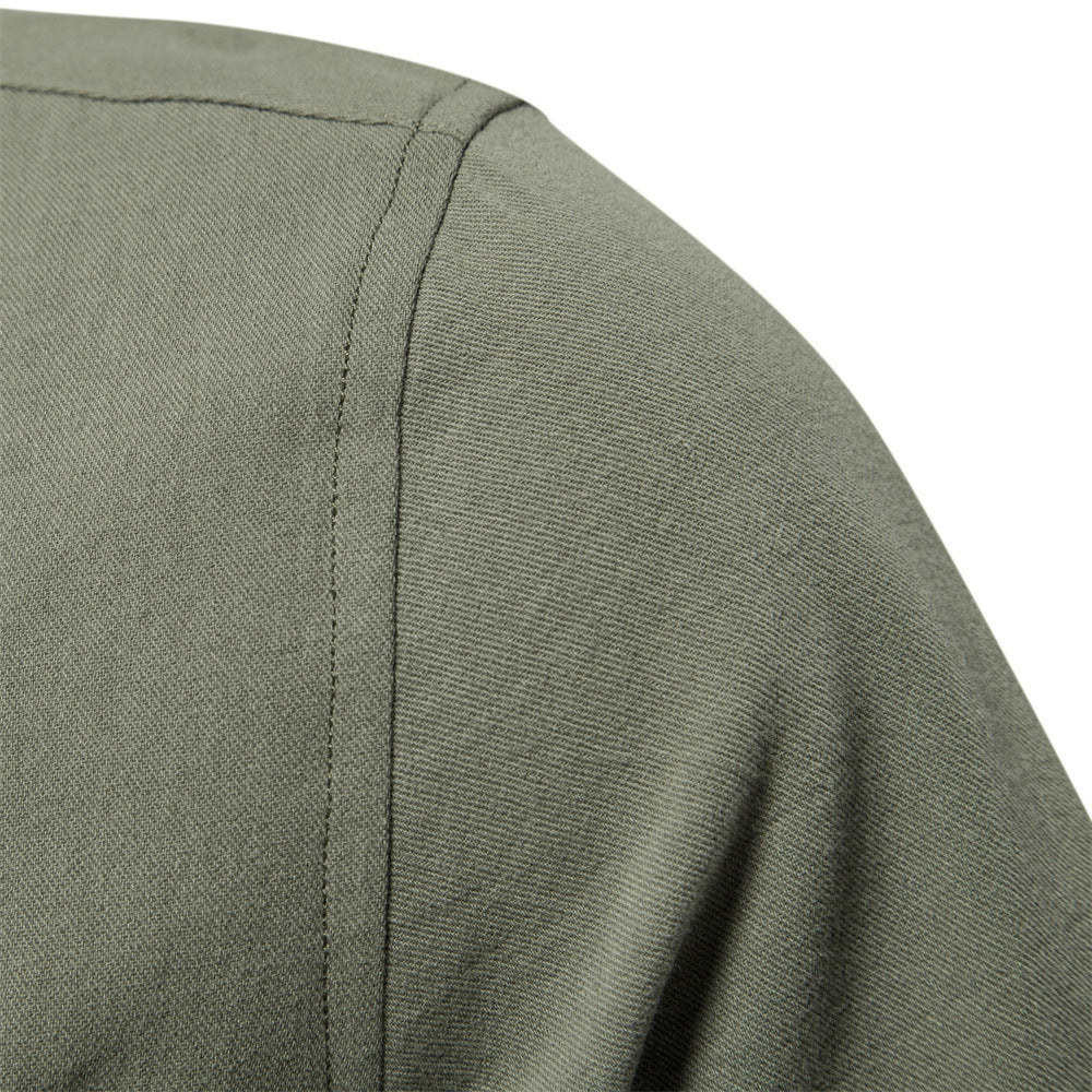 Einfarbiges Slim Fit Besticktes Kurzarm-Freizeithemd für Herren | SH690 