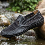 Leichte Herren-Loafer aus Rindsleder im Retro-Stil, handgenäht, zum Hineinschlüpfen mit weicher Mesh-Sohle für Outdoor-Reisen | HB3399 