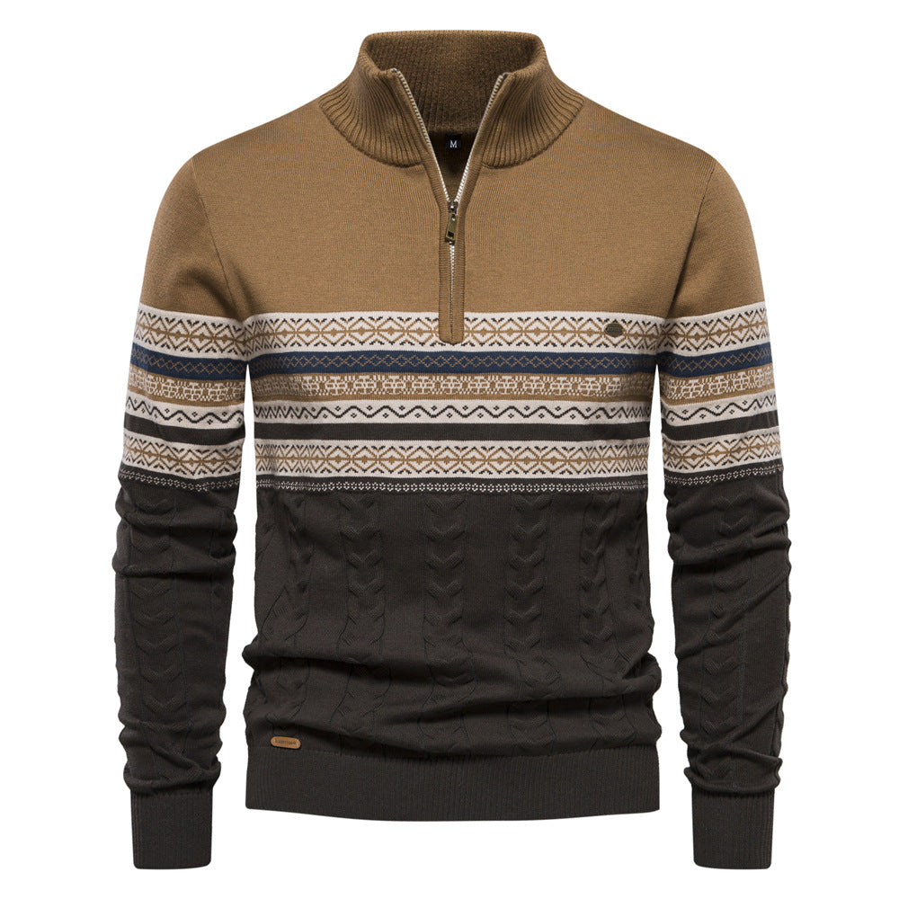 Warmer Winterpullover aus Baumwolle für Herren mit ethnischen Mustern, lässiger Pullover | M316 