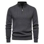 Warmer Winterpullover mit Stehkragen für Herren aus Baumwolle, Strickpullover, einfarbig | Y830 