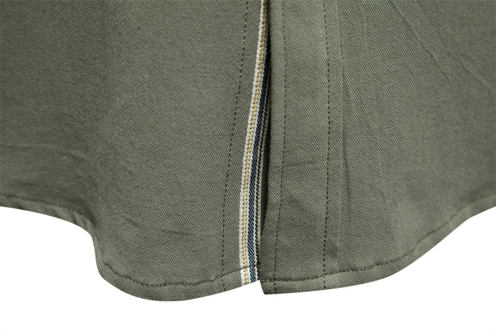 Einfarbiges Slim Fit Besticktes Kurzarm-Freizeithemd für Herren | SH690 