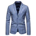 Herren Anzugjacken Blau Gestreift Zwei Knöpfe Party Business Formeller Blazer | 1812 