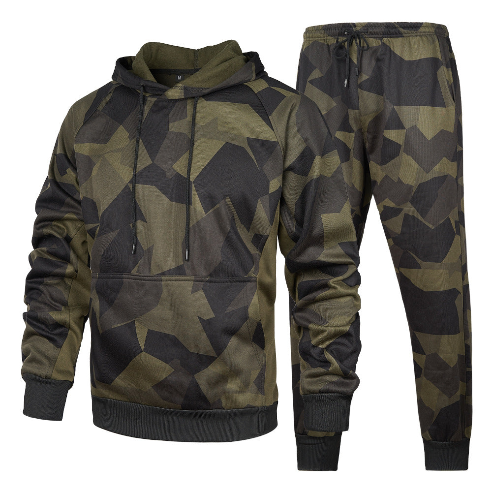 Ensemble de survêtement camouflage pour homme avec capuche et pantalon de survêtement ample en deux pièces | LK68 