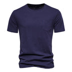 Herren Basic T-Shirt mit Brusttasche, Rundhalsausschnitt und kurzen Ärmeln | F039 