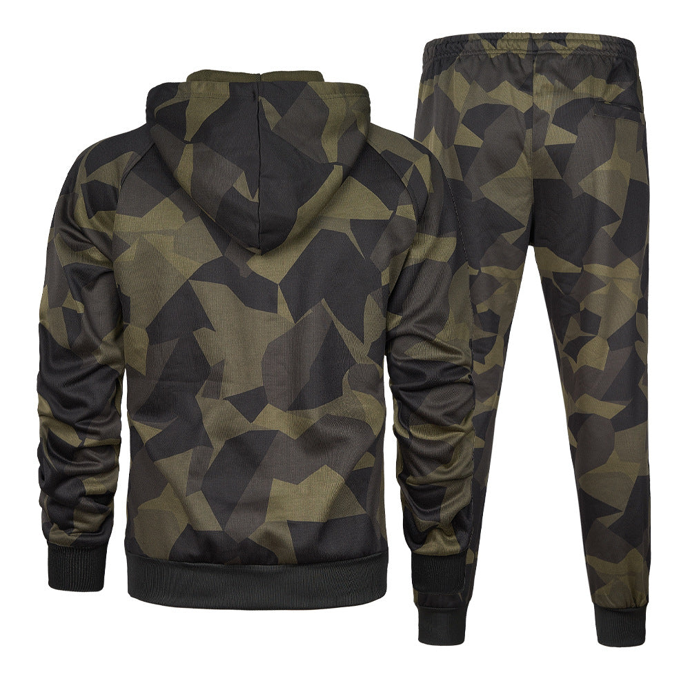Herren Camouflage Trainingsanzug Locker Camouflage Kapuzen-Jogginghose Zweiteiliges Set | LK68 