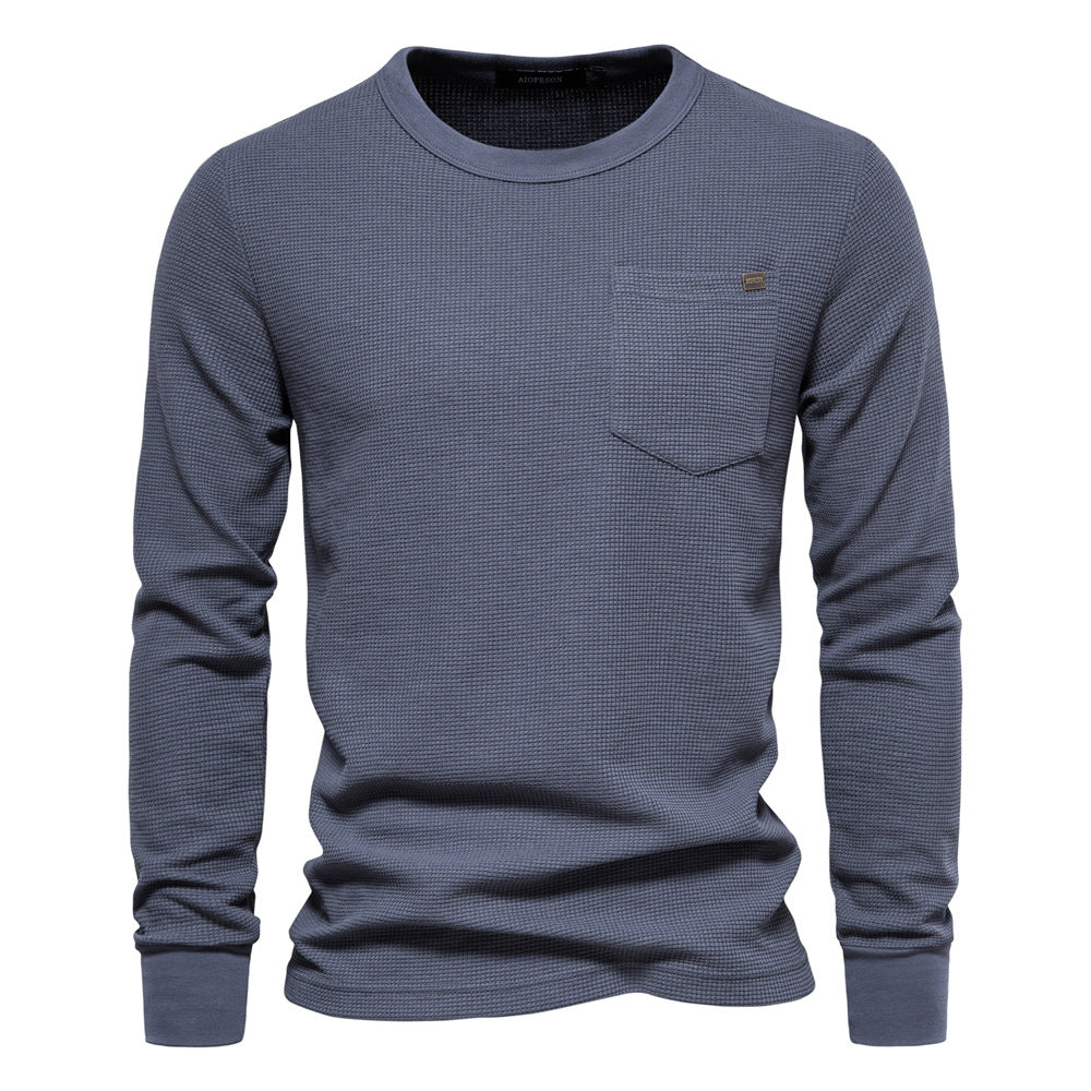 T-shirt à manches longues et col ras du cou pour homme, couleur unie | TS1078 