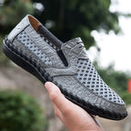 Leichte Herren-Loafer aus Rindsleder im Retro-Stil, handgenäht, zum Hineinschlüpfen mit weicher Mesh-Sohle für Outdoor-Reisen | HB3399 