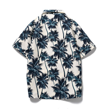 Men's Summer Floral Hawaiian Short Sleeve Button Down Beach Shirts | CS