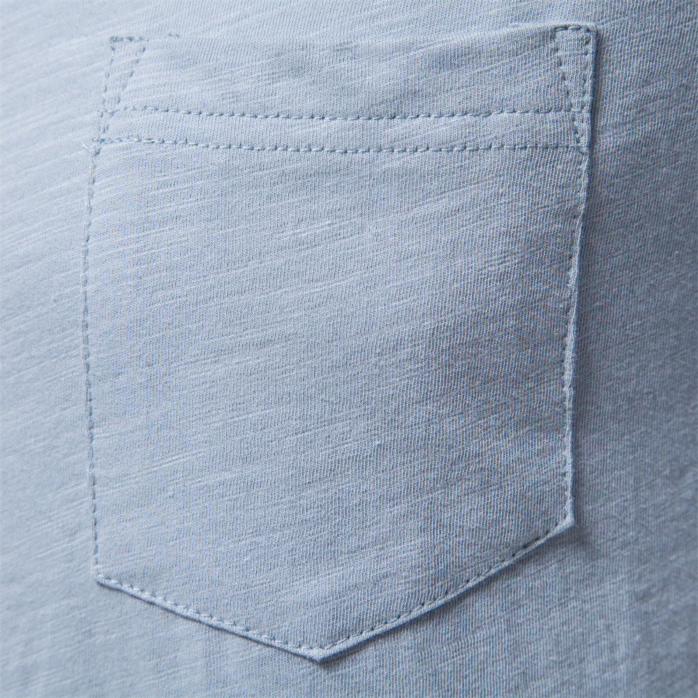 Herren Basic T-Shirt mit Brusttasche, Rundhalsausschnitt und kurzen Ärmeln | F039 