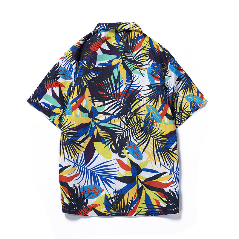 Men's Summer Floral Hawaiian Short Sleeve Button Down Beach Shirts | CS