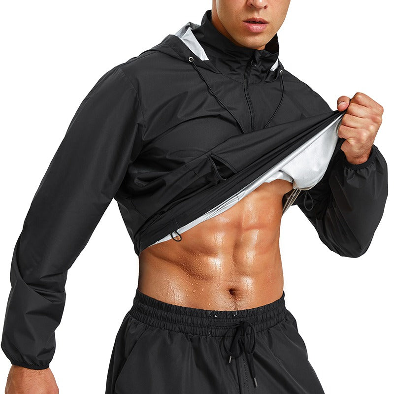 Men Workout Sweat Suit Jacket Fat Burner Top Sauna Sweat Suits Hooded Jacket | 1.1