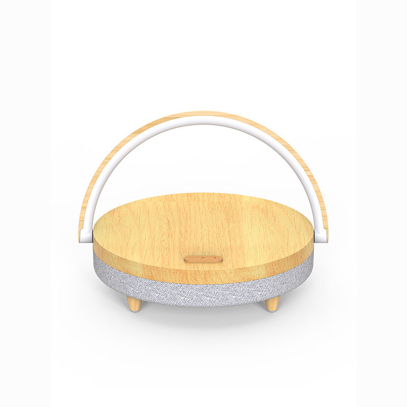 4-in-1-Nachttischlampe mit kabellosem Ladegerät, dimmbarem LED-Bluetooth-Lautsprecher, Telefonhalter und Nachtlicht als Geschenk | Ezvalo 
