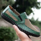 Leichte Herren-Loafer aus Rindsleder im Retro-Stil, handgenäht, zum Hineinschlüpfen mit weicher Mesh-Sohle für Outdoor-Reisen | HB3399 