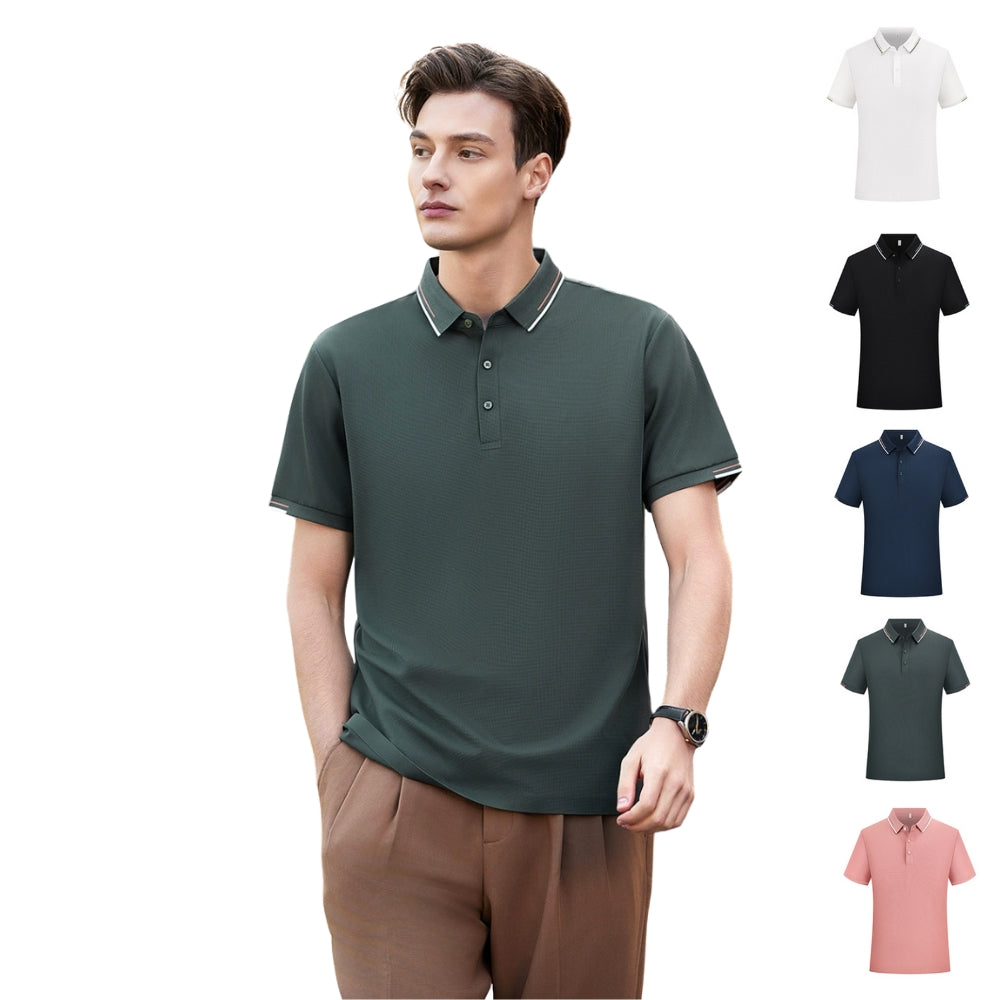 Antibakterielles Herren-Poloshirt aus Eisseide | Atmungsaktives, knitterfreies Sommer-Business-Casual-T-Shirt | L11-50326 