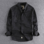 Vintage Workwear Doppeltaschenhemd Retro Casual Classic Shirt Top für Herren | V38 