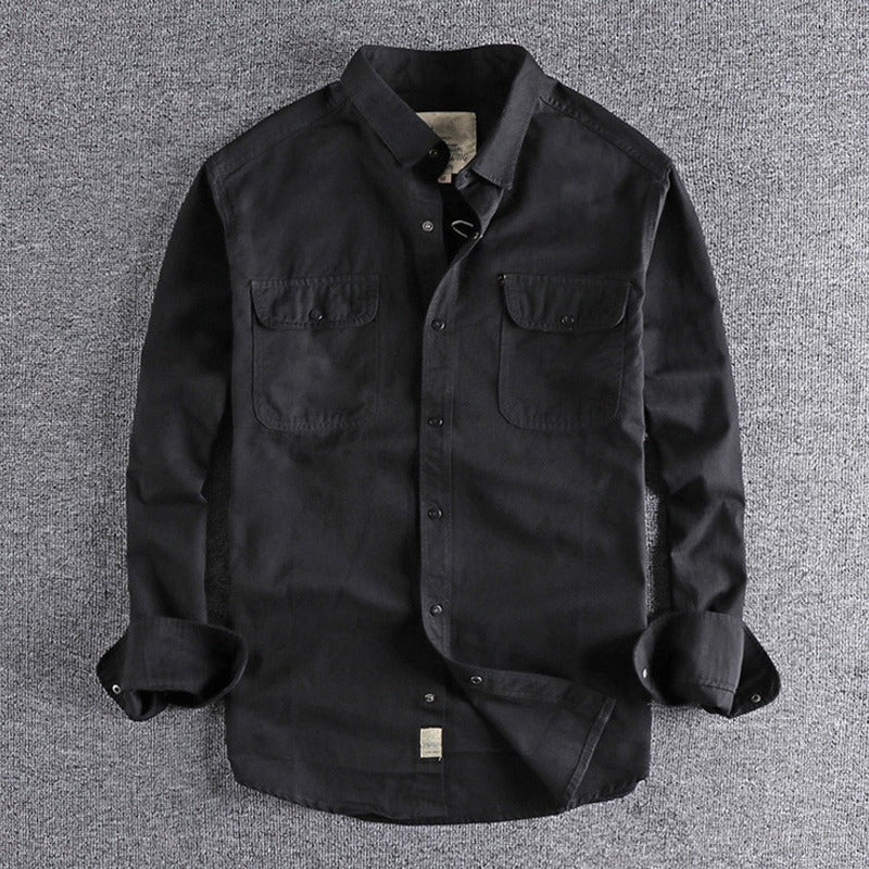 Vintage Workwear Doppeltaschenhemd Retro Casual Classic Shirt Top für Herren | V38 