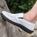 Leichte Herren-Loafer aus Rindsleder im Retro-Stil, handgenäht, zum Hineinschlüpfen mit weicher Mesh-Sohle für Outdoor-Reisen | HB3399 