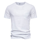 Herren Basic T-Shirt mit Brusttasche, Rundhalsausschnitt und kurzen Ärmeln | F039 