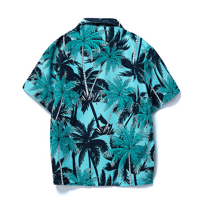 Men's Summer Floral Hawaiian Short Sleeve Button Down Beach Shirts | CS