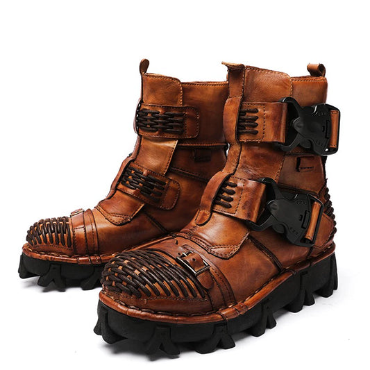 Men’s Genuine Leather Harley Motorcycle Boots | Anti-Slip Work Boots | 6618