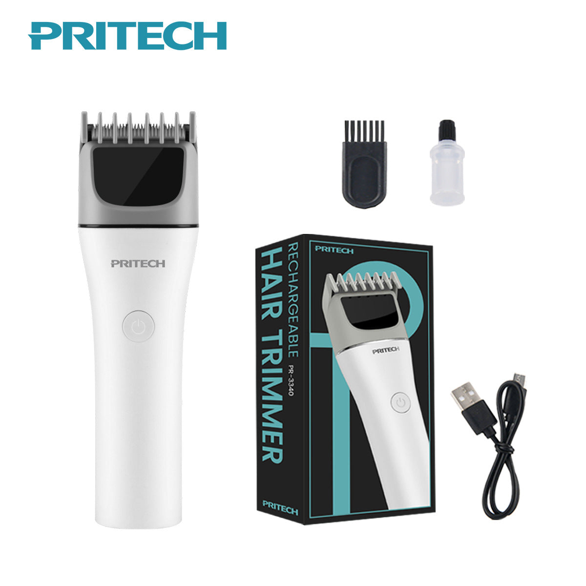 PRITECH Kabelloser Haarschneider mit Keramikklinge, 5000 U/min, elektrischer Haarschneider für Männer | PR-3340 