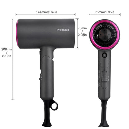 PRITECH High-Speed Travel Folding Hair Dryer DC Motor & Cool Shot Function | TC-2357