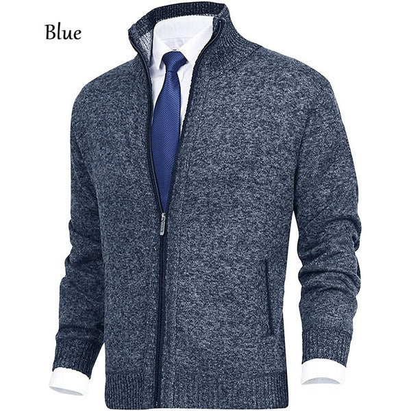 Herren Stehkragen Strick Einfarbig Reißverschluss Outdoor Strickjacke Strickwaren Casual Tops Mantel Jacke | 7701 