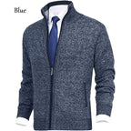 Herren Stehkragen Strick Einfarbig Reißverschluss Outdoor Strickjacke Strickwaren Casual Tops Mantel Jacke | 7701 