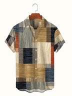 Sommer Essential Herren Kurzarmhemd mit 3D-Druck, knitterfrei, übergroß, lässig, Button-Up | F170P1016 