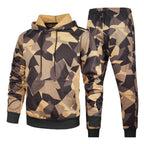 Herren Camouflage Trainingsanzug Locker Camouflage Kapuzen-Jogginghose Zweiteiliges Set | LK68 