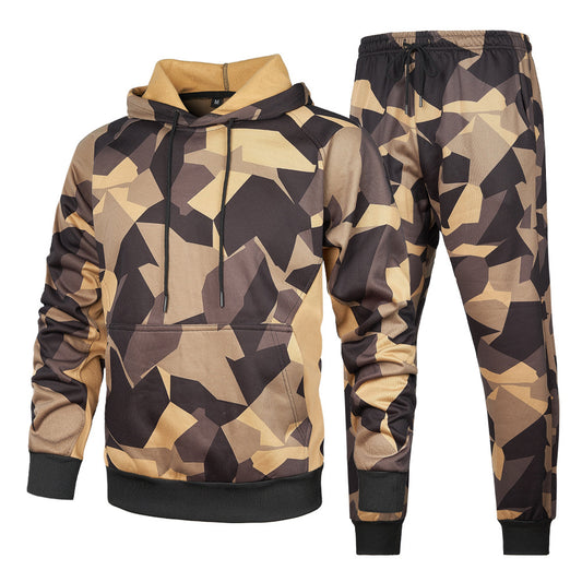 Ensemble de survêtement camouflage pour homme avec capuche et pantalon de survêtement ample en deux pièces | LK68 