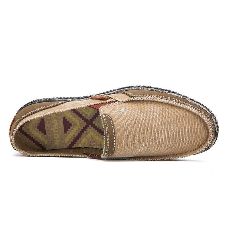Herren Slipper aus gewaschenem Canvas | Atmungsaktiv, rutschfest, klassischer Deck-Stil | 8806 
