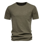 Herren Basic T-Shirt mit Brusttasche, Rundhalsausschnitt und kurzen Ärmeln | F039 