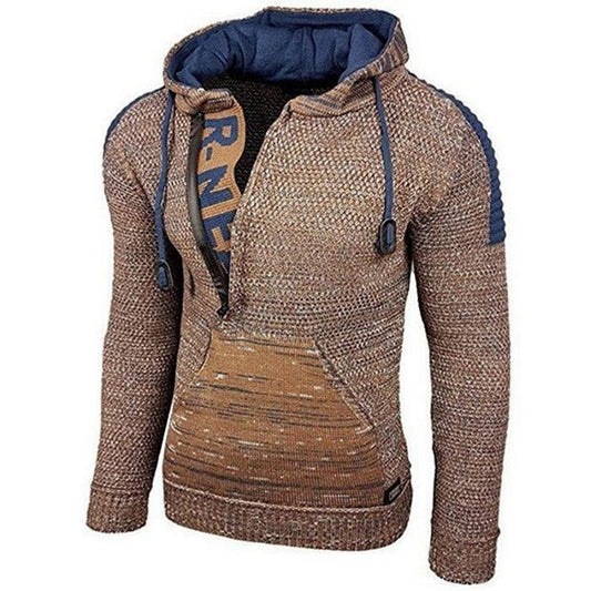 Pull à capuche et manches longues pour homme, élégant et chaud, avec col zippé et sweat-shirt d'hiver 